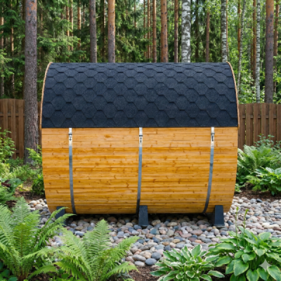 Lerax finská sudová sauna thermowood 240 poloprosklená zadní stěna