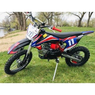 Dětská benzínová motorka Pitbike Leramotors Shark 125ccm E-Start 4T 17/14 Červená