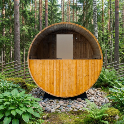 Lerax finská sudová sauna thermowood 240 poloprosklená zadní stěna