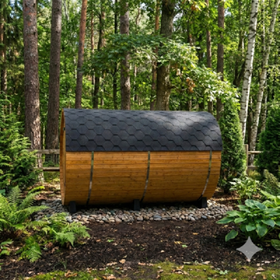 Lerax finská sudová sauna thermowood 300 poloprosklená zadní stěna